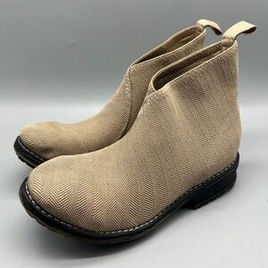 Charleston Shoe Co Barcelona Boot Womens 8 Tan Knit Chelsea Ankle NWOB